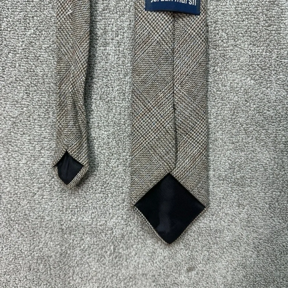 Vintage Jordan Marsh Mens Brown Blue Textured Weave Silk Blend Necktie 57x3.25